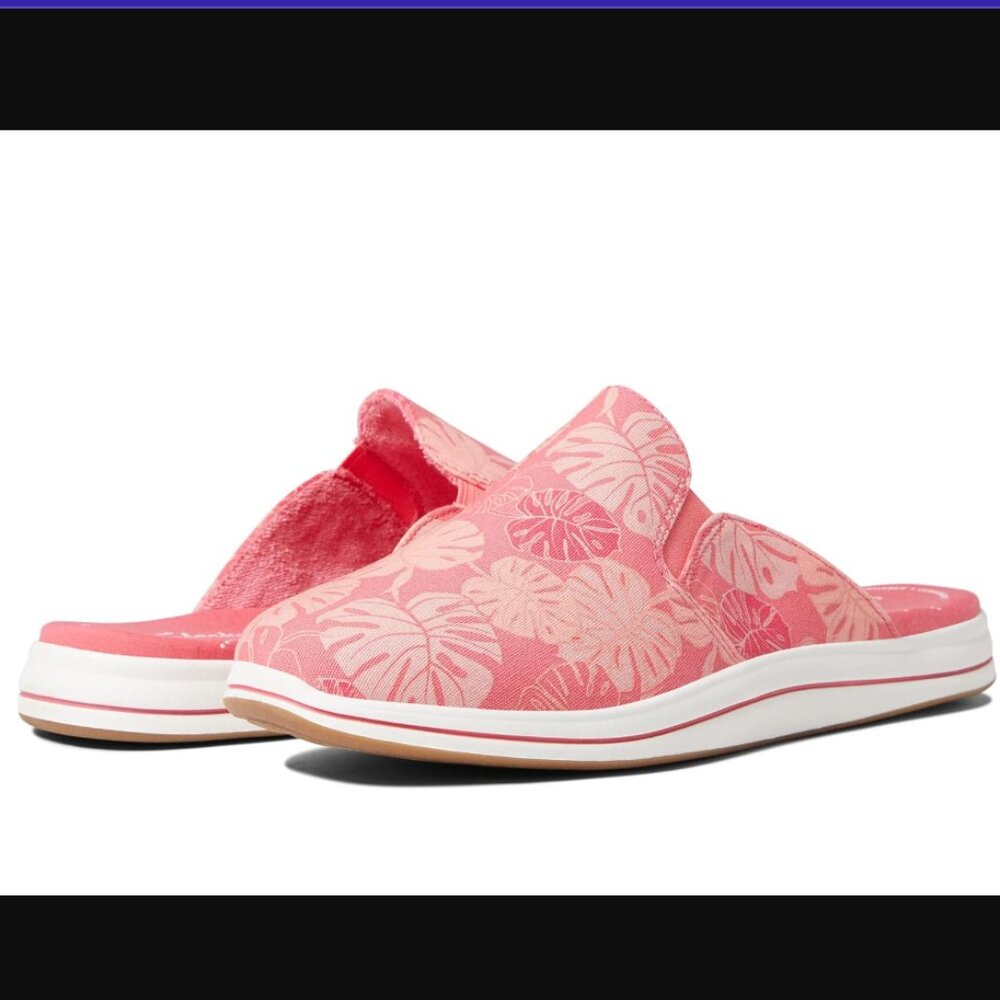 Clarks Breeze Shore Mule, Coral Floral Canvas